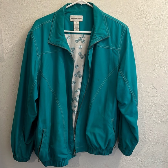 VTG Alfred Dunner light jacket teal white flowers - Picture 1 of 5